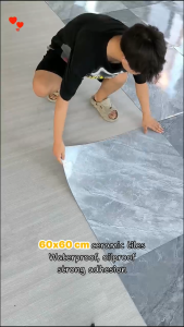 Buy 25 get 25【40 Years of Use】3MM Vinyl Tiles PVC Floor Stickers 60x60cm Self-Adhesive Waterproof Flooring Home Decor Rough Cement Anti-Fouling Vinyl Flooring Room Marble Sticker