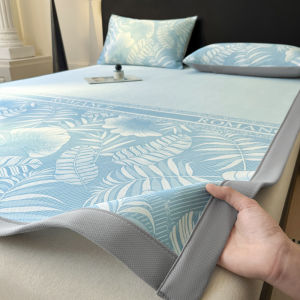 KAMONI | Cooling Carbon Silk Grass Mat Bed Skirt 3-Piece Set