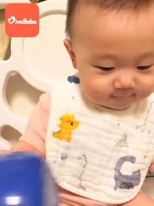 8-layer high-density water-washed gauze U-shaped back buckle bib Baby Bib Pure Cotton Drool Bib