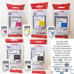 CANON PFI 8120 SERIES INK TANK 130 ML PFI-8120 MBK BK M Y C