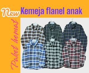 kemeja flanel anak paket hemat 100 rbu 4 pcis 1-10 thun