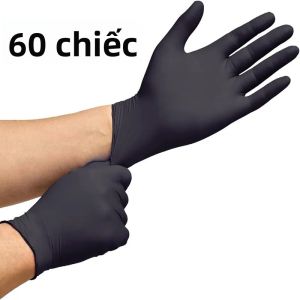 Găng Tay Nitrile Màu Đen Dùng Một Lần 30/60/100 Chiếc Chống Thấm Nước Dụng Cụ Nấu Ăn Nhà Bếp Vệ Sinh Gia Đình Lớp Lót Mịn Cao Su Với Fourchettes