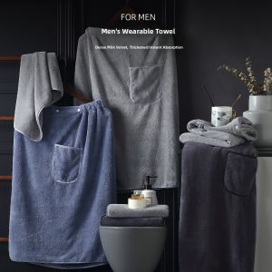 Absorbent Quick Dry Bath Towel Robe Wearable Mens Home Use Pure Cotton Bath Skirt Swimming Adult 2025 New Style Lovebole