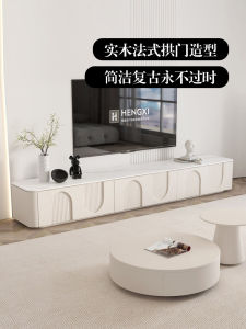 Modern High-Style White Rockboard TV Cabinet Xuanyi Furniture Vintage Creamy Style Floor-Standing Coffee Table for Adults