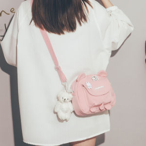 Cute Canvas Crossbody Bag Womens Fresh Style Single Shoulder Bag School Bag Mobile Phone Bag Youth Fashion Trend 2021