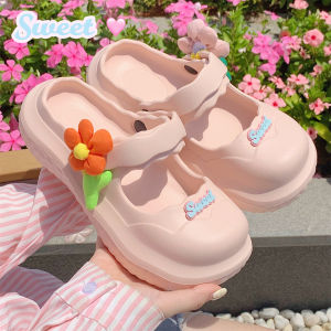 Sweet Fairy Style Beach Holiday Thong Sandals Womens Summer Fashionable Thin Strap Head Cover Slippers Floral Print Flat Bottom