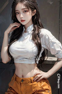 Vintage Industrial Style Metal Tin Sign - Retro Girl in White Shirt & Orange Pants Wall Art for Bar Cafe Garage Home Decor