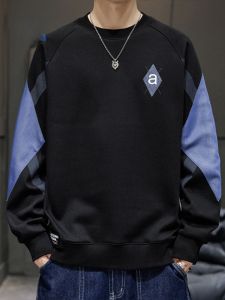 ROMON | Loose Fit Round Neck Long Sleeve Mens Sweatshirt Romon Casual Printed T-Shirt Fashionable Urban Style Autumn Season Top