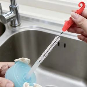 2ชิ้น Sikat Pembersih Sedotan อเนกประสงค์ด้ามยาวตัวทำความสะอาดท่อหลอดกาน้ำเครื่องดื่มสเตนเลสสตีลสำหรับขวดถ้วยเด็กเครื่องมือทำความสะอาด