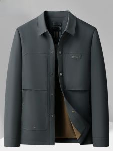 HENGYUANXIANG | Hengyuanxiang Mens Fleece Lined Thickened Casual Business Jacket Autumn Winter Fashion Urban Style Long Sleeve Outerwear