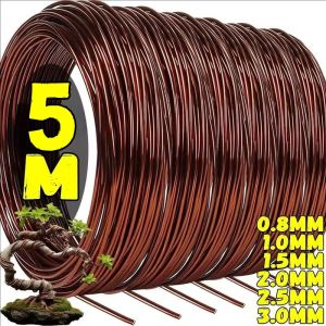 YESPERY 5M Brown Aluminum Bonsai Wires Plant Support Training Wire Fixing Strings Branches Shape DIY Support Bend 0.8/1.0/1.5/2.0/2.5/3.0mm