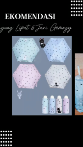 PAYUNG LIPAT 6 JARI MOTIF LUCU MENGGEMASKAN COCOK UNTUK TRAVELING