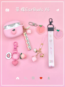 Cute Peach Design Silicone Protective Case for Huawei Honor Earbuds X6 Bluetooth Wireless Earphones Womens Style Soft Shell