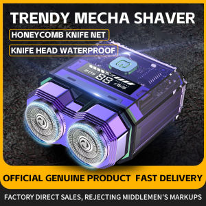 Transparent mecha mens electric double-head shaver magnetic blade head shaving razor high power digital display trendy portable