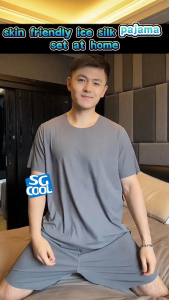 [Local Stock] Ice Silk Cooling Pajamas Set –Men Women Kids Aircon Sleepwear Couple Family Matching