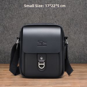 Casual Mens Crossbody Shoulder Bag Mini Leather Bag Vertical Style Two-Layer Leather Bag Fashionable Business Style Bag