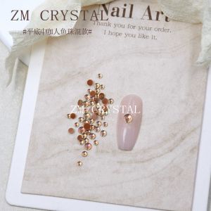 Ultra Shiny Nail Art Flat Bottom Drill Mocha Brown Color Nail Stickers Diamond Shaped Nail Decorations for All Skin Types