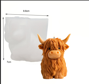 Alpine Cow Candle Mold - Epoxy Resin and Clay Handmade Silicone Mold Richly Detailed Highland Cow Design Black and White Textu