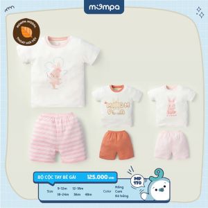 Bộ quần áo cộc tay cho bé Mompa 9 tháng-4 tuổi vải Modal ấm áp mềm mại thông tháng 170
