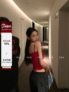 Skk Store Basic Versatile Spicy Girl One Shoulder Strap Vest Women Summer Slim Fit Short Top Fashionable Casual Wear
