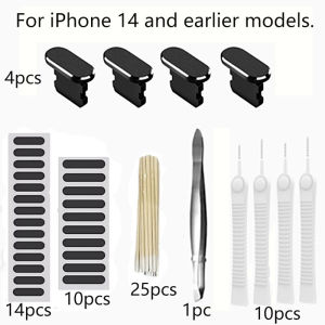64pcs/set For iPhone 14 and Earlier Models Lightning Port & Speaker Cover Anti Dust Charging Port Protector Kit.