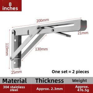 Folding Adjustable Stainless Steel Wall Bracket Shelving