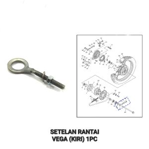 Setelan Rantai Vega KIRI (Harga Per 1 PCS) - Stelan Rante Anting Anting Chain Adjuster + Plat Lubang Besar Yamaha Vega Lama Vega R