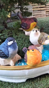 นกจิ๋วแต่งสวน สัตว์จิ๋วเรซิ่น (ราคาตัวล่ะ 48 บาท) ตุ๊กตานกหลากสี ของแต่งกระถาง