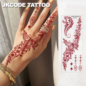 Hand tattoo - Minimalist design Ramadan Tattoo - Eid fashion accessory - Henna hand-painted leaf plant and butterfly pattern - Crescent moon totem for women - Long-lasting waterproof tattoo stickers for hands and feet - Elegant Durable Body Art For 3...