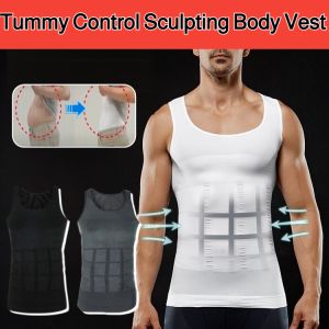Mens Body Shaping Vest Y-Tummy Control Sculpting Body Vest Male Waist Slim Vest Shaper  Sports Vest Top