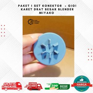 JMT - Paket Satu Set Konektor ABU + Gigi Karet Drat Lubang Besar Untuk Blender Miyako | National | Panasonic Model Lama