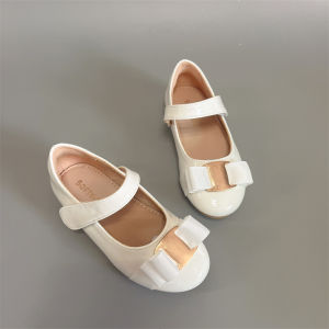 Trendy Anti-Slip Princess Style PU Leather Shoes for Girls Spring Autumn Seasonal Slip-On Shoes Ballet Flats Childrens Footwear