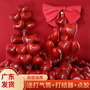 Double Layer Red Heart Shaped Balloons Wedding Decoration Popular Internet Red Couple Room Decor Festive Celebration Supplies