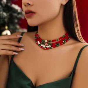 Ingemark | Ingemark 4Pcs/Set Christmas Santa Claus Crystal Chokers Necklace for Women Trendy Adjustable Beads Neck Chain 2026 New Jewelry