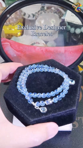 Super Premium Grade Icy Aquamarine Baby Blue Exclusive Designer Bracelet
