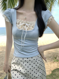 Áo Thun Tay Ngắn Ren Pure Desire Dành Cho Nữ Mùa Hè Cổ Chữ U Thiết Kế Ngọt Ngào Và Cay Nồng Dáng Ôm Vừa Vặn Phong Cách BM