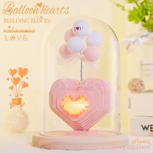 Mô hình lắp ráp lắp ghép xếp hình trái tim mini 3d có đèn và bóng làm quà tặng bạn gái valentine trang trí - winworld