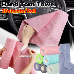 20 cái/cuộn tay rách Khăn dùng một lần lười biếng con người vải tái sử dụng dày vải rửa xe hơi ướt và khô kép sạch tay rách vải