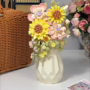 Building Block Assembled Toys Flower Bouquet with Vase Birthday Gift Valentines Day Gift for Girls