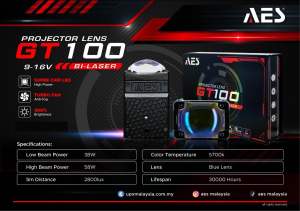 AES - Single Lens BI LED Laser Projector Foglight For Vehicle (6000K) Hi/Low Beam In Aluminum Case