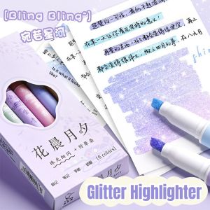 6Colors Glitter Highlighter Marker Drawing Pen Sparkling Fluorescent Pen for DIY Graffiti Note Posters Painting Writing School Supplies