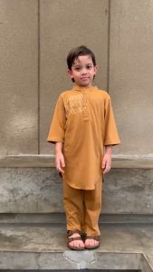 Hooneybee Asraf Almond - Setelan Koko Anak Junior [Size 2-10 Tahun] Baju Anak Laki-laki
