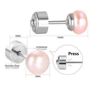 LUXUSTEEL Round Imitation Pearl Stud Earring Fashion Jewelry Brinco Stainless Steel Pendientes Earring Women Men Wholesale Party