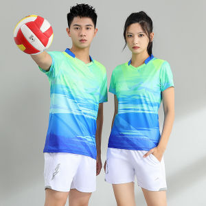 เสื้อเทนนิสชายและหญิงเสื้อยืดแบดมินตันเสื้อเทนนิสโต๊ะผู้หญิงเสื้อเจอร์ซีย์ชุดออกกำลังกายแบบแห้งเหมาะกับการจับคู่ชุดกีฬาแบดมินตันชุดเล่นวอลเลย์บอลเครื่องแบบชุดกีฬา