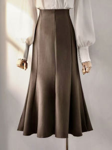 กระโปรงทรงเอเอวสูง กระโปรงทรงหางปลา ทรงเข้ารูป แขนยาว สีพื้น ฤดูใบไม้ผลิและฤดูร้อน 2023 กระโปรงทรงเอเอวสูง ทรงเข้ารูป