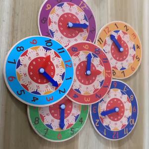Kids Montessori Wooden Clock Toys Time Learning Teaching Aids Educational Toys For Children Primary School Clever Board Toy