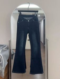 Slimming Straight Leg Jeans Womens Elastic Bell Bottoms Casual Cotton Stretch Denim Butt Lifting mid Low Waist V Shape
