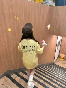 American Retro Milky Yellow Short Sleeve Female Summer Letters Loose Cotton Half Sleeves T-Shirt Creative Numbers Student Tops