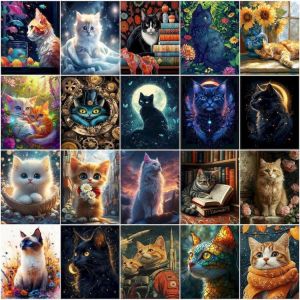 Oil Painting By Numbers Fantasy Cute Cat Pattern DIY Number Drawing Canvas Pictures By Numbers Home Decor Large Size
