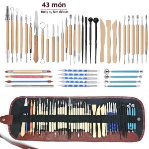 Bộ Dụng Cụ Làm Đồ Gốm 43/25 Món Bộ Dụng Cụ Điêu Khắc Đất Sét Polymer Dùng Cho Thủ Công Gốm Sứ Chạm Khắc Tạo Hình Dụng Cụ Gỗ
